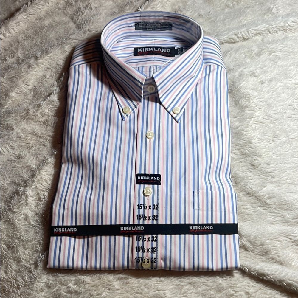 NWT Kirkland signature button down long sleeve shirt 15 1/2 x 32